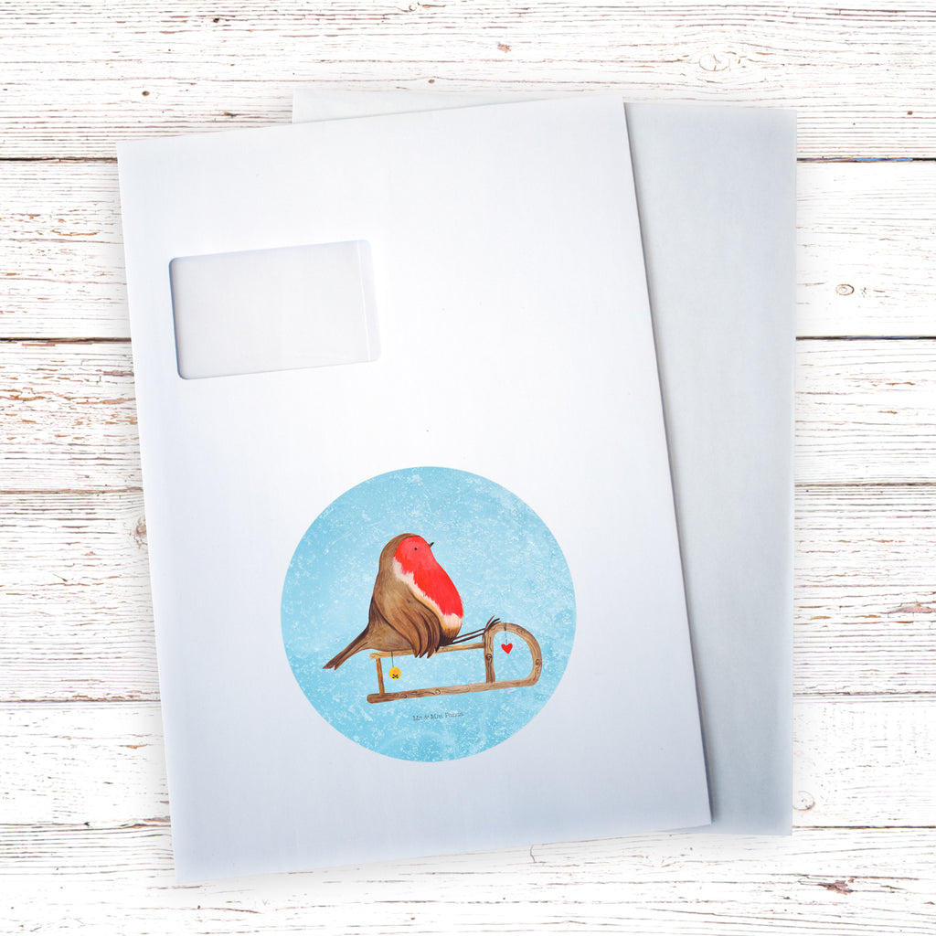 120mm Rund Aufkleber Rotkehlchen Schlitten Sticker, Aufkleber, Etikett, Kinder, rund, Winter, Weihnachten, Weihnachtsdeko, Nikolaus, Advent, Heiligabend, Wintermotiv, Schlitten, Vogel