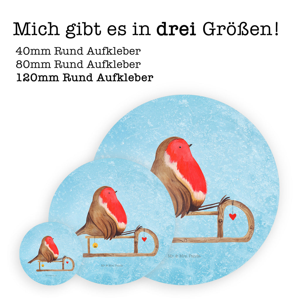 120mm Rund Aufkleber Rotkehlchen Schlitten Sticker, Aufkleber, Etikett, Kinder, rund, Winter, Weihnachten, Weihnachtsdeko, Nikolaus, Advent, Heiligabend, Wintermotiv, Schlitten, Vogel