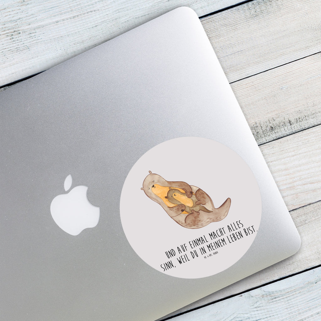 80mm Rund Aufkleber Otter mit Kind Sticker, Aufkleber, Etikett, Kinder, rund, Otter, Fischotter, Seeotter, Otter Seeotter See Otter