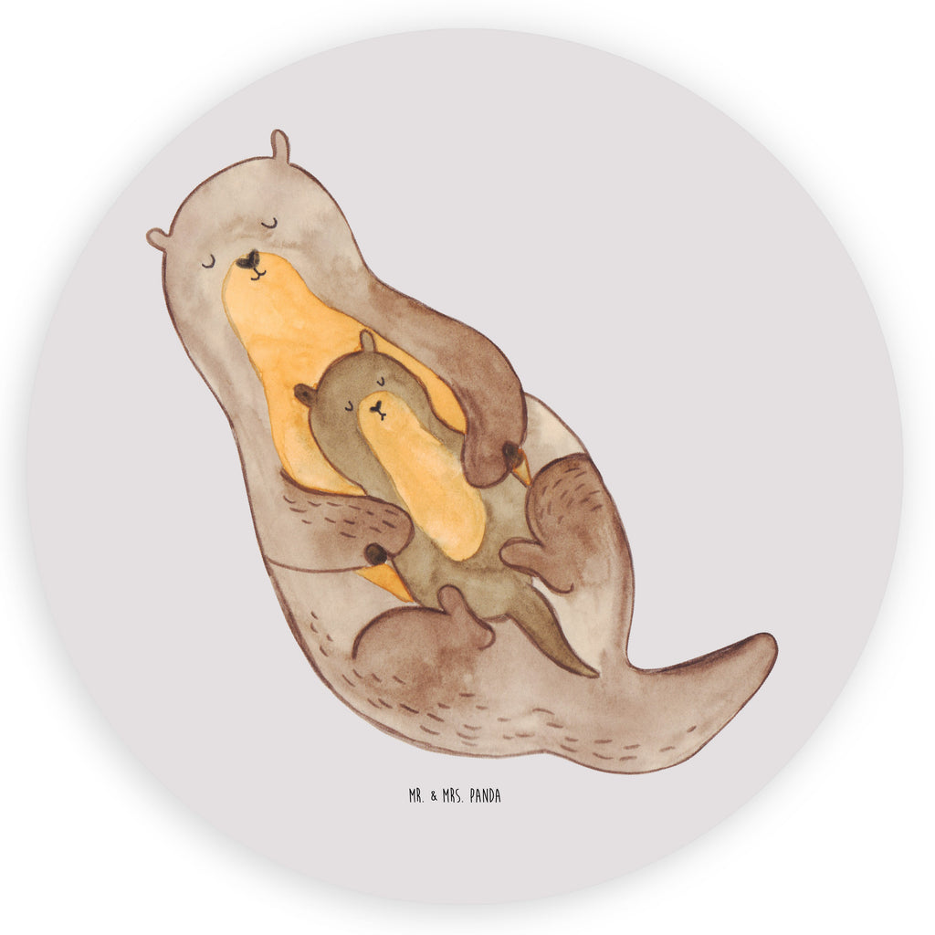 80mm Rund Aufkleber Otter mit Kind Sticker, Aufkleber, Etikett, Kinder, rund, Otter, Fischotter, Seeotter, Otter Seeotter See Otter