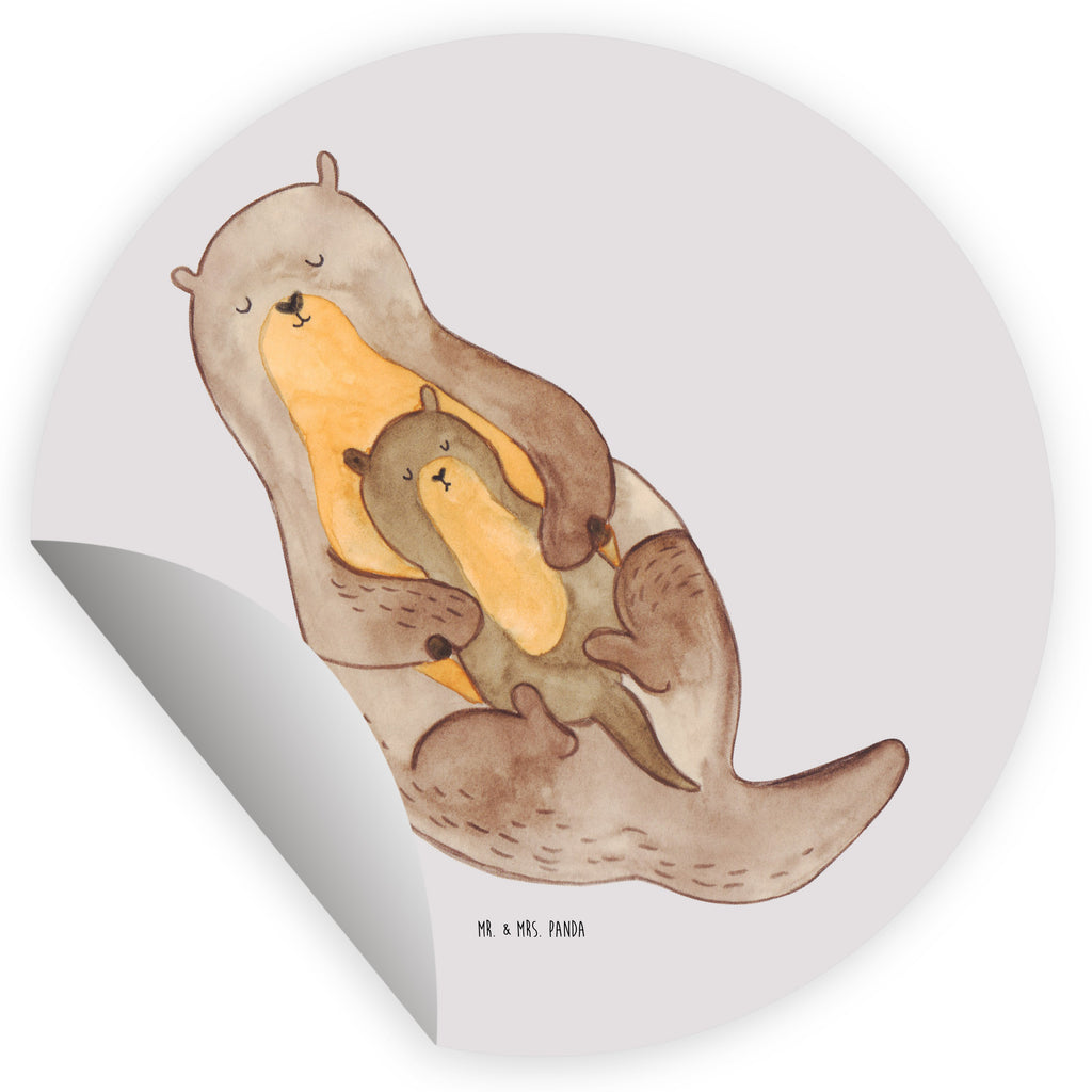 80mm Rund Aufkleber Otter mit Kind Sticker, Aufkleber, Etikett, Kinder, rund, Otter, Fischotter, Seeotter, Otter Seeotter See Otter