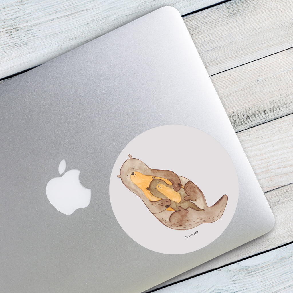 80mm Rund Aufkleber Otter mit Kind Sticker, Aufkleber, Etikett, Kinder, rund, Otter, Fischotter, Seeotter, Otter Seeotter See Otter