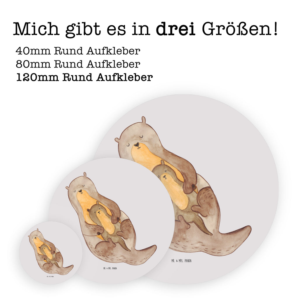80mm Rund Aufkleber Otter mit Kind Sticker, Aufkleber, Etikett, Kinder, rund, Otter, Fischotter, Seeotter, Otter Seeotter See Otter