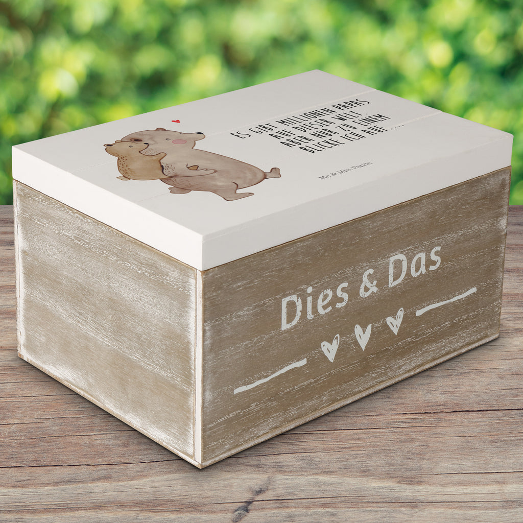 Holzkiste Papa Bär Holzkiste, Kiste, Schatzkiste, Truhe, Schatulle, XXL, Erinnerungsbox, Erinnerungskiste, Dekokiste, Aufbewahrungsbox, Familie, Vatertag, Muttertag, Bruder, Schwester, Mama, Papa, Oma, Opa, Geschenk, Vater, Papi, Vati, Onkel, Geburtstag