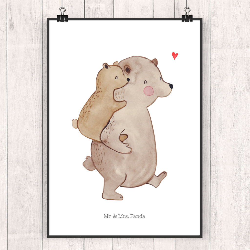 Poster Papa Bär Poster, Wandposter, Bild, Wanddeko, Küchenposter, Kinderposter, Wanddeko Bild, Raumdekoration, Wanddekoration, Handgemaltes Poster, Mr. & Mrs. Panda Poster, Designposter, Kunstdruck, Posterdruck, Familie, Vatertag, Muttertag, Bruder, Schwester, Mama, Papa, Oma, Opa, Geschenk, Vater, Papi, Vati, Onkel, Geburtstag