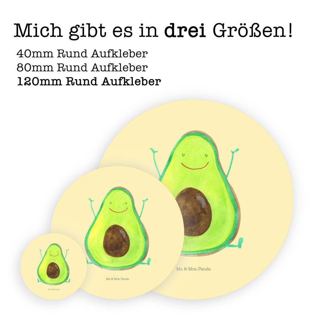 120mm Rund Aufkleber Avocado Happy Sticker, Aufkleber, Etikett, Kinder, rund, Avocado, Veggie, Vegan, Gesund, Chaos