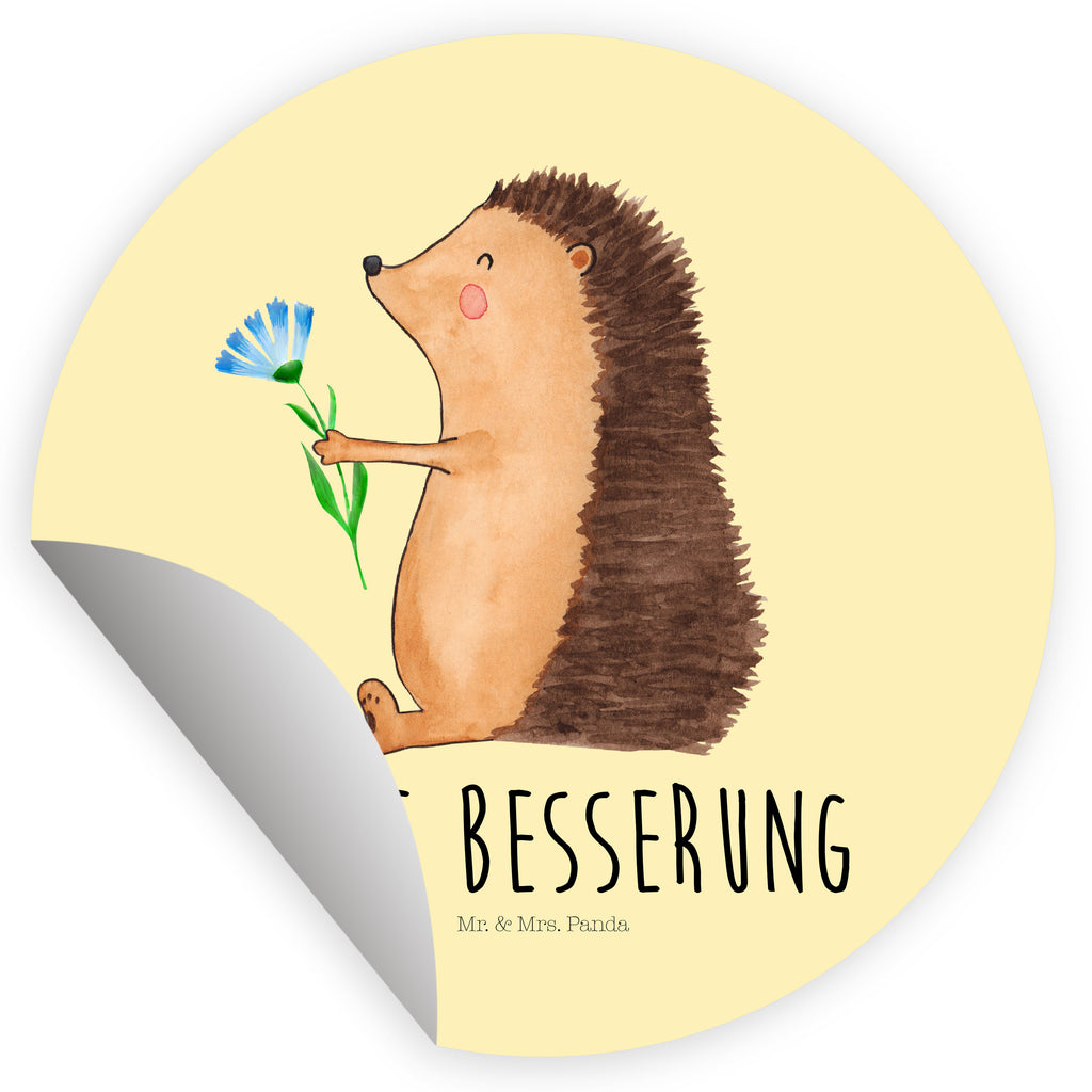 120mm Rund Aufkleber Igel mit Blume Sticker, Aufkleber, Etikett, Kinder, rund, süße Tiermotive, gute Laune, lustige Sprüche, Tiere, Igel, Gute Besserung, Genesungswünsche, Krankheit, Krankenhaus, krank, Besuch
