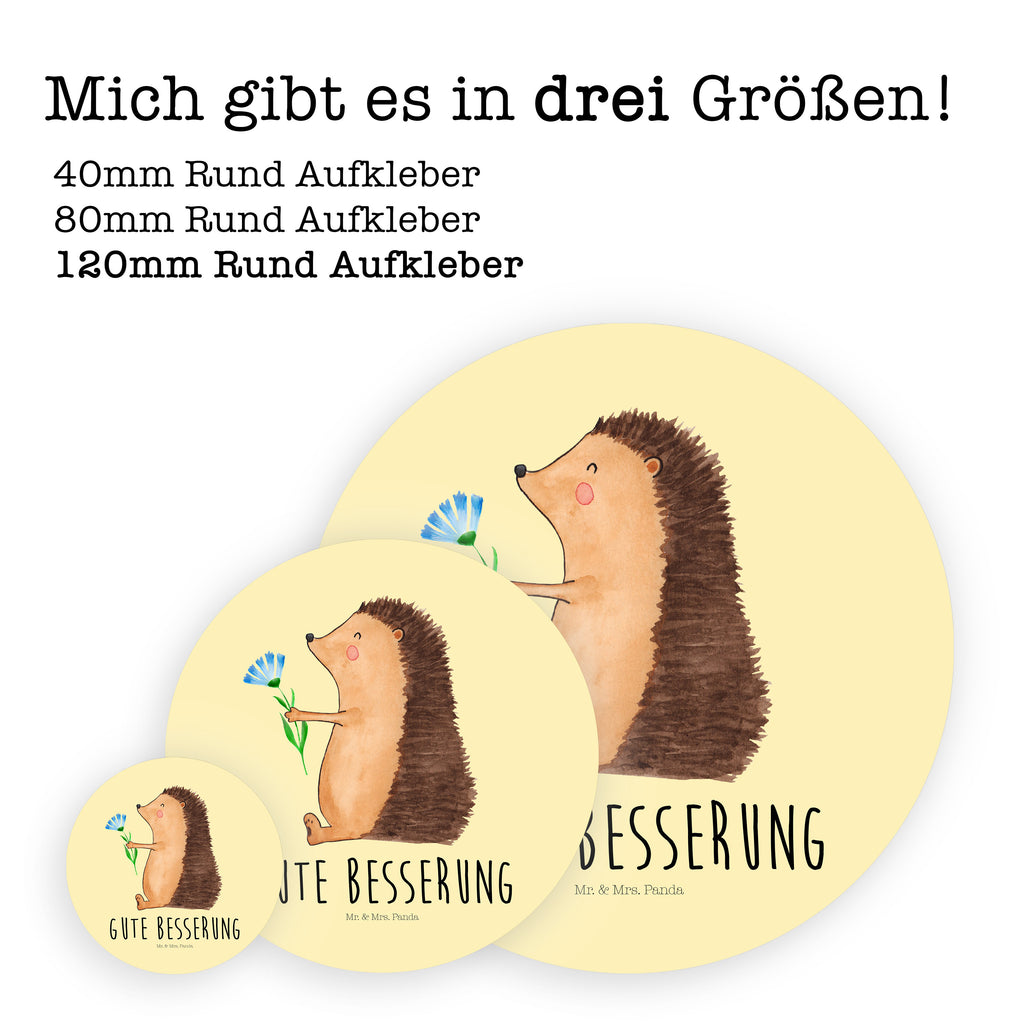 120mm Rund Aufkleber Igel mit Blume Sticker, Aufkleber, Etikett, Kinder, rund, süße Tiermotive, gute Laune, lustige Sprüche, Tiere, Igel, Gute Besserung, Genesungswünsche, Krankheit, Krankenhaus, krank, Besuch