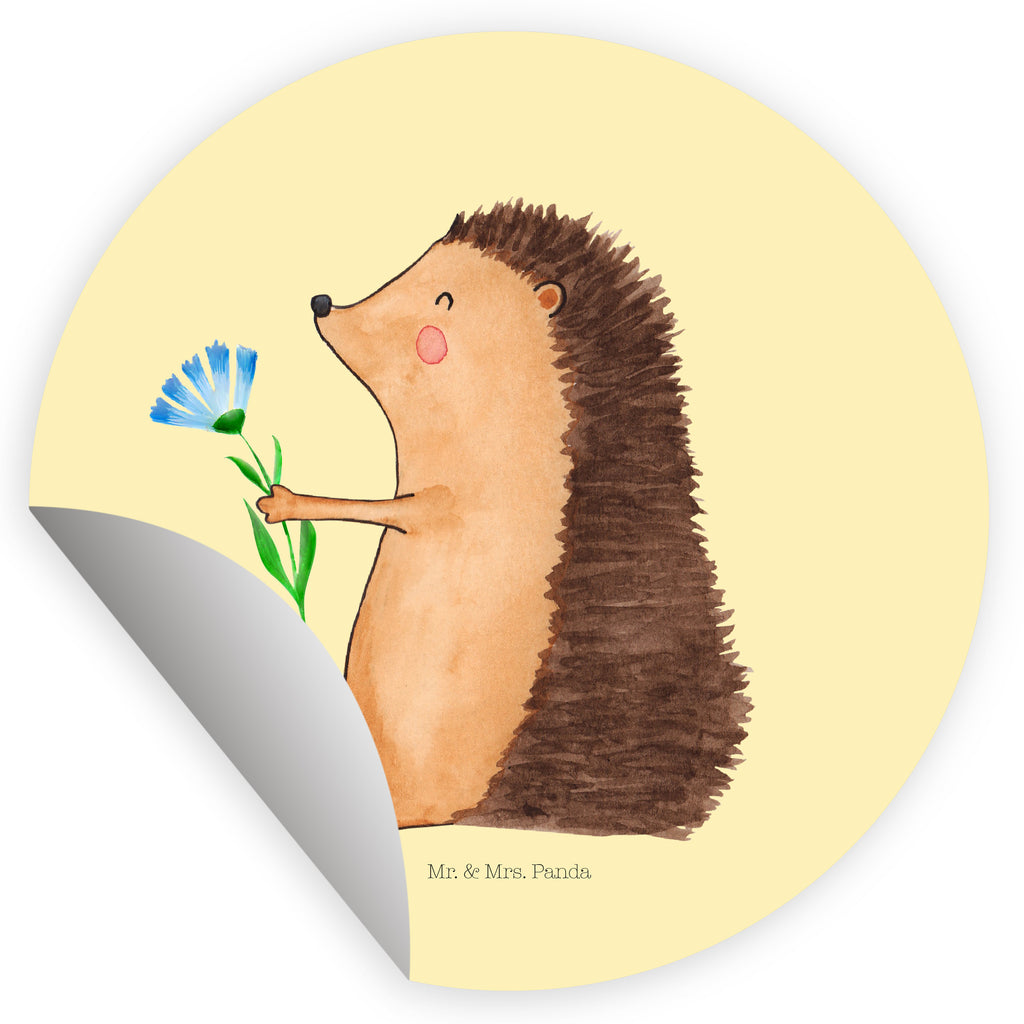 120mm Rund Aufkleber Igel mit Blume Sticker, Aufkleber, Etikett, Kinder, rund, süße Tiermotive, gute Laune, lustige Sprüche, Tiere, Igel, Gute Besserung, Genesungswünsche, Krankheit, Krankenhaus, krank, Besuch