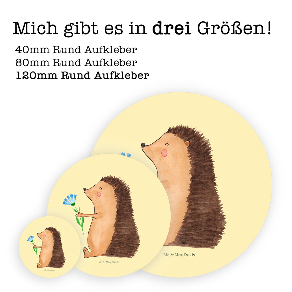120mm Rund Aufkleber Igel mit Blume Sticker, Aufkleber, Etikett, Kinder, rund, süße Tiermotive, gute Laune, lustige Sprüche, Tiere, Igel, Gute Besserung, Genesungswünsche, Krankheit, Krankenhaus, krank, Besuch