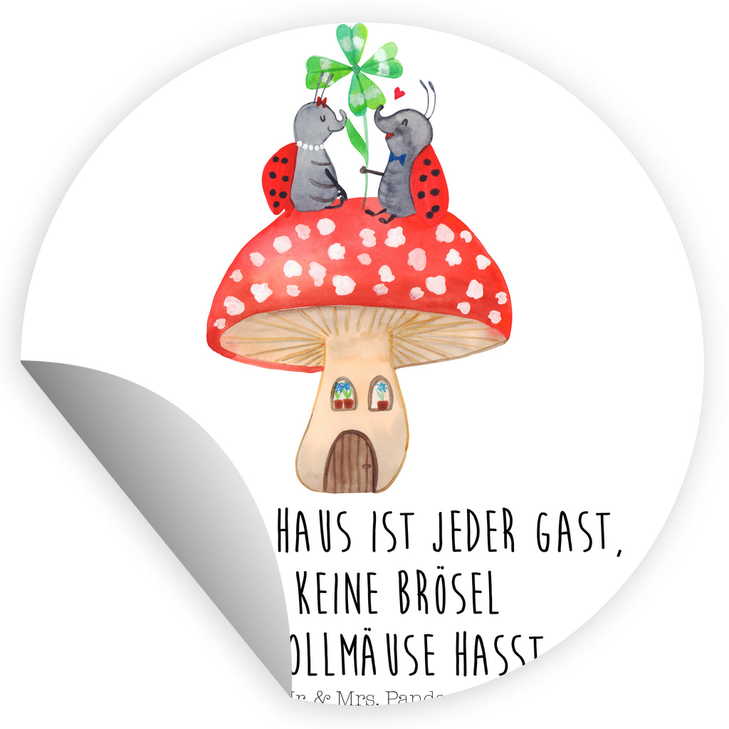 120mm Rund Aufkleber Marienkäfer Paar Fliegenpilz Sticker, Aufkleber, Etikett, Kinder, rund, süße Tiermotive, gute Laune, lustige Sprüche, Tiere, Haus, Wohnung, zuhause, Fliegenpilz, Marienkäfer, Fleigenpilzhaus