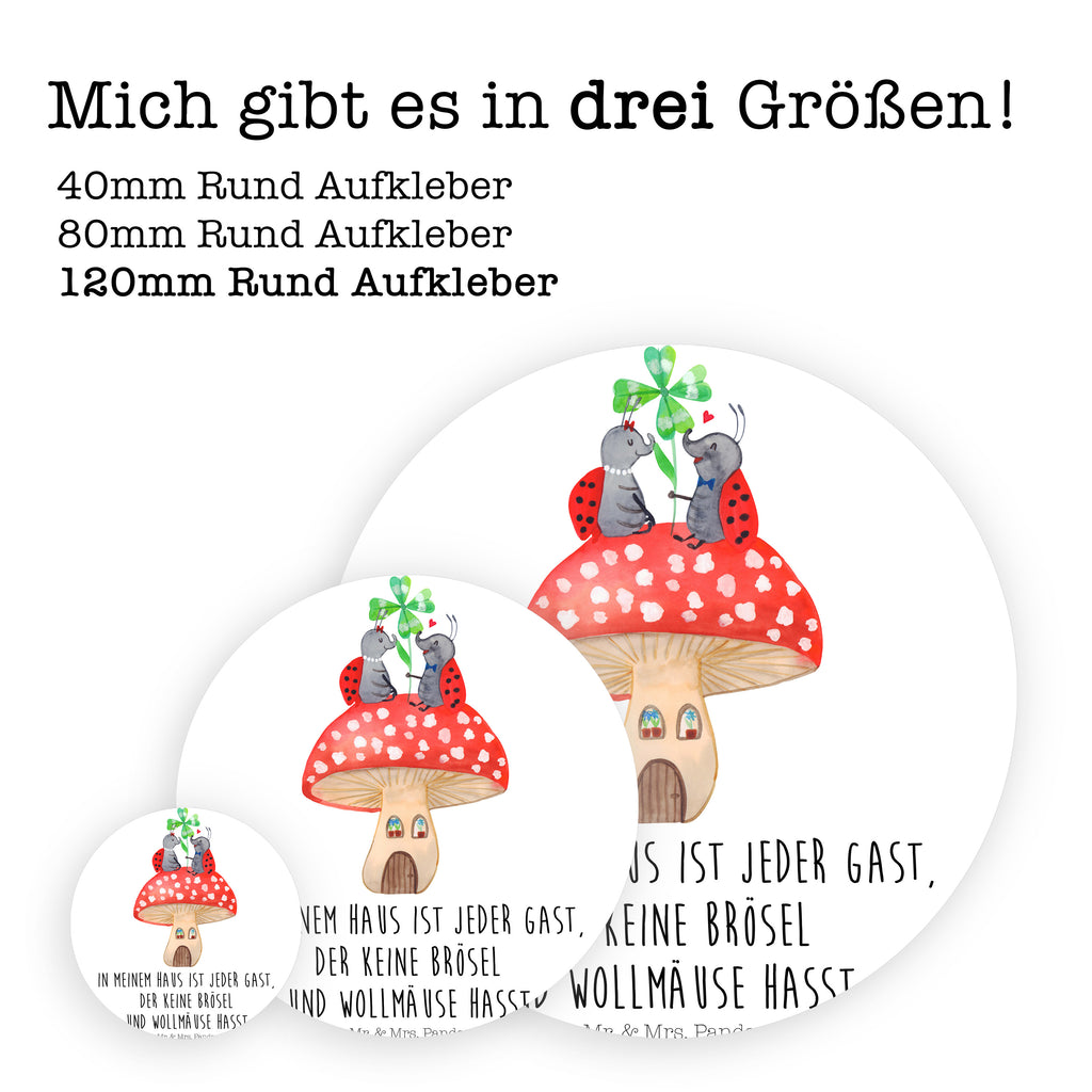 120mm Rund Aufkleber Marienkäfer Paar Fliegenpilz Sticker, Aufkleber, Etikett, Kinder, rund, süße Tiermotive, gute Laune, lustige Sprüche, Tiere, Haus, Wohnung, zuhause, Fliegenpilz, Marienkäfer, Fleigenpilzhaus