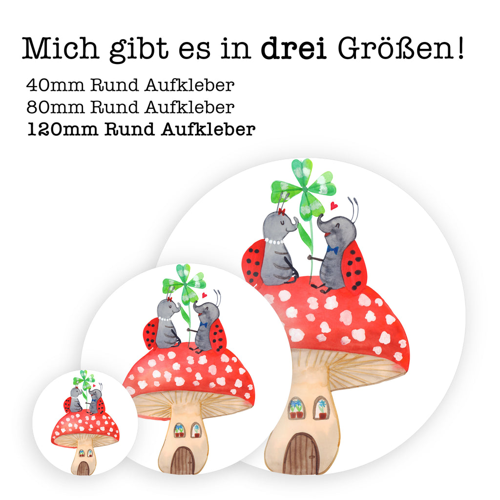 120mm Rund Aufkleber Marienkäfer Paar Fliegenpilz Sticker, Aufkleber, Etikett, Kinder, rund, süße Tiermotive, gute Laune, lustige Sprüche, Tiere, Haus, Wohnung, zuhause, Fliegenpilz, Marienkäfer, Fleigenpilzhaus