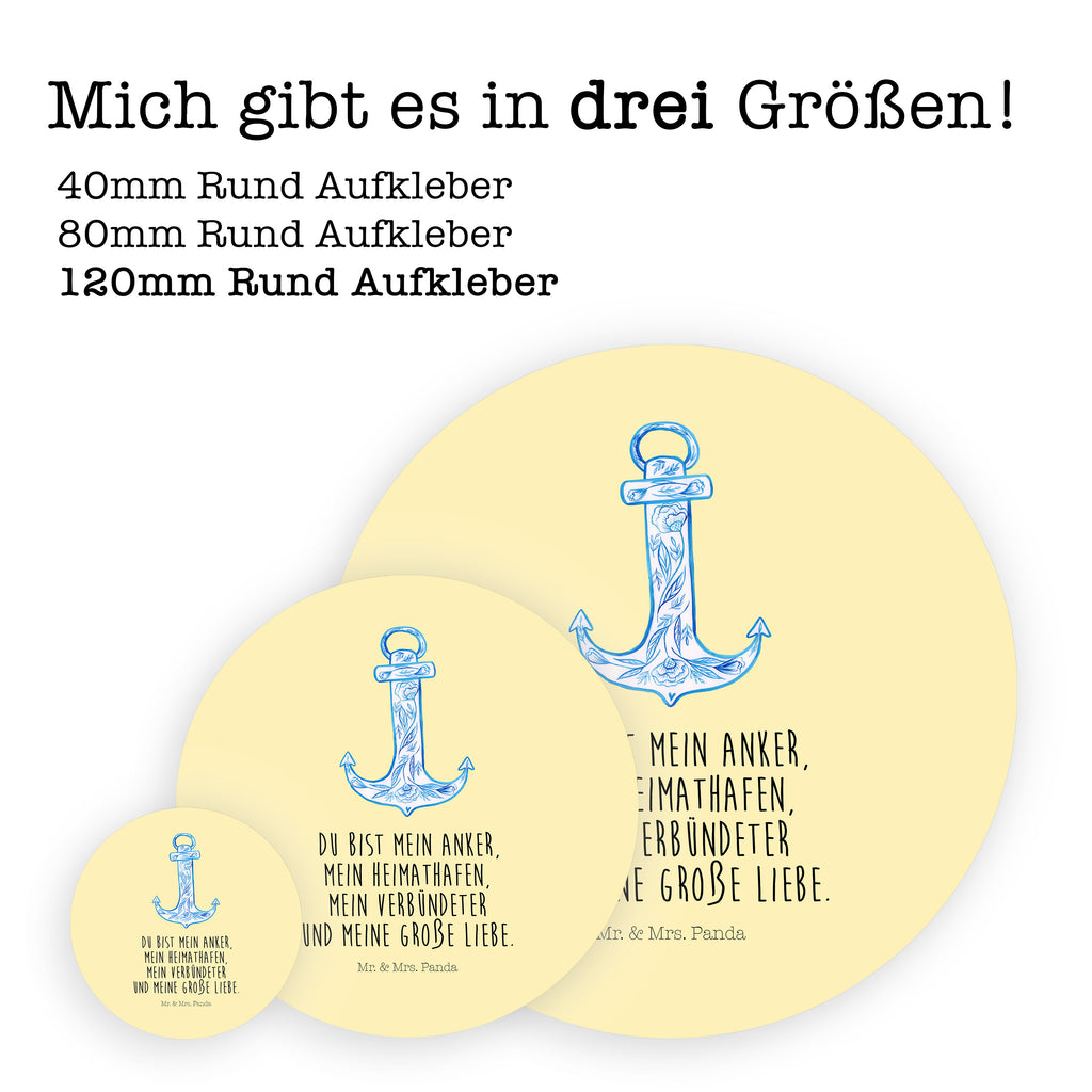 80mm Rund Aufkleber Anker Blau