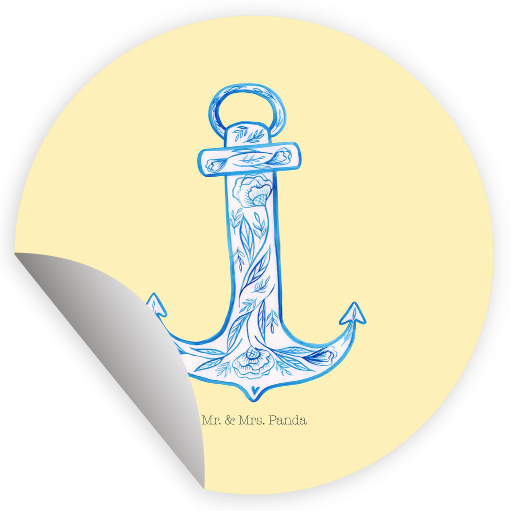 80mm Rund Aufkleber Anker Blau