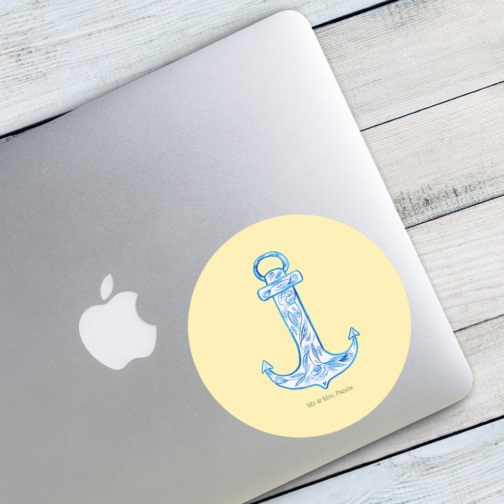 80mm Rund Aufkleber Anker Blau