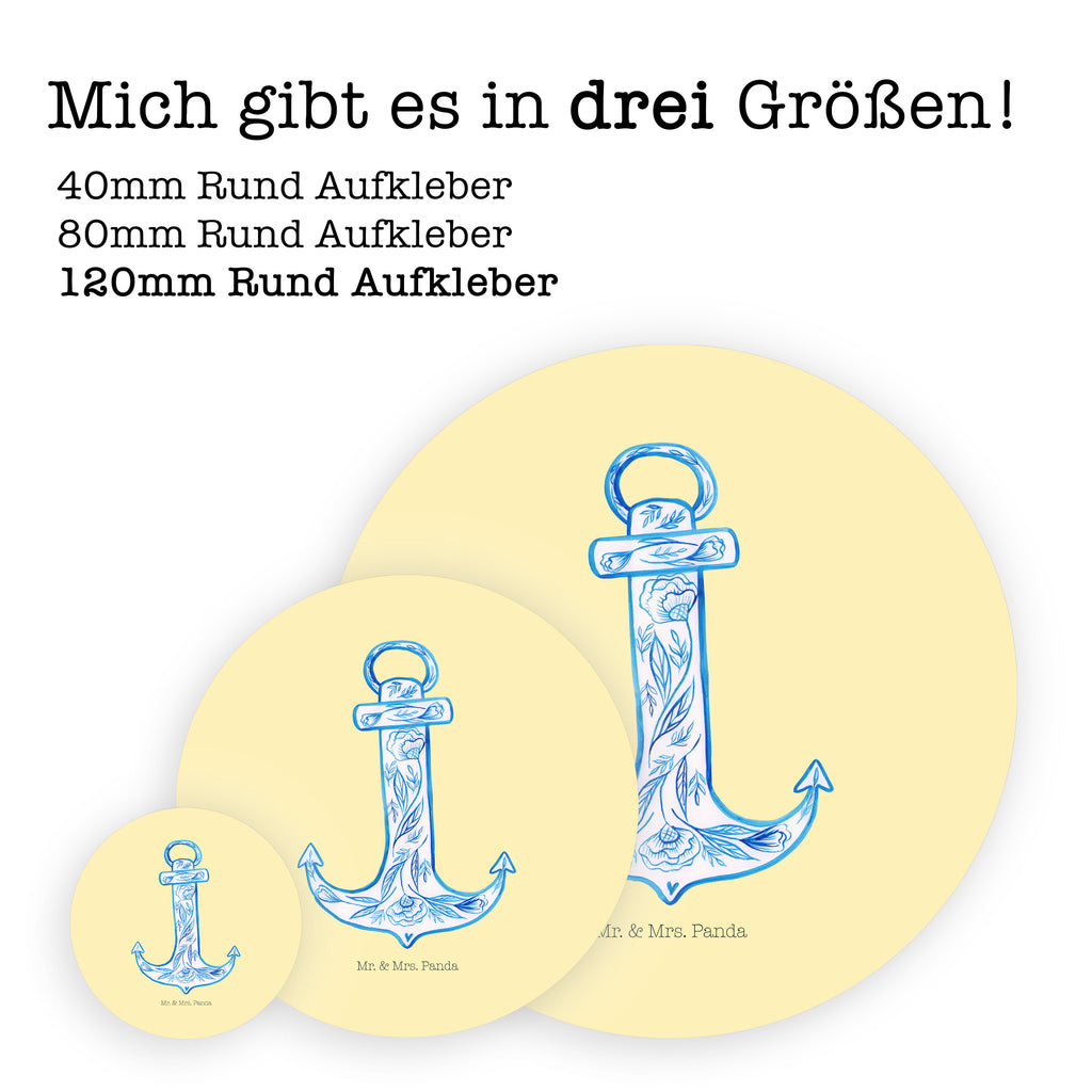 80mm Rund Aufkleber Anker Blau