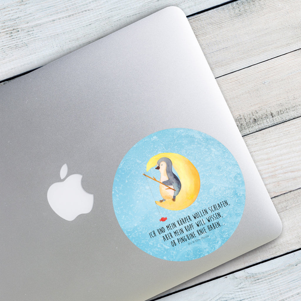 80mm Rund Aufkleber Pinguin Mond Sticker, Aufkleber, Etikett, Pinguin, Pinguine, Spruch, schlafen, Nachtruhe, Einschlafen, Schlafzimmer, Schlafstörungen, Gästezimmer
