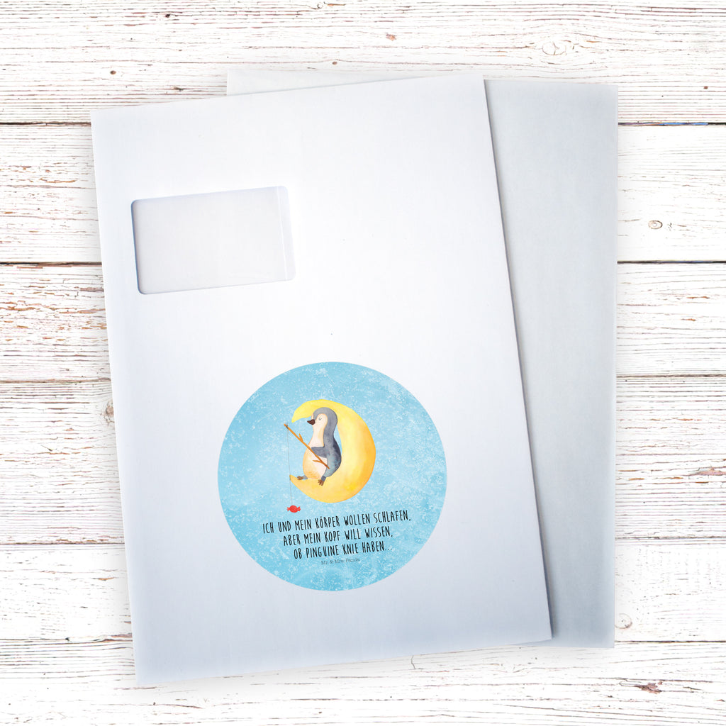 80mm Rund Aufkleber Pinguin Mond Sticker, Aufkleber, Etikett, Pinguin, Pinguine, Spruch, schlafen, Nachtruhe, Einschlafen, Schlafzimmer, Schlafstörungen, Gästezimmer
