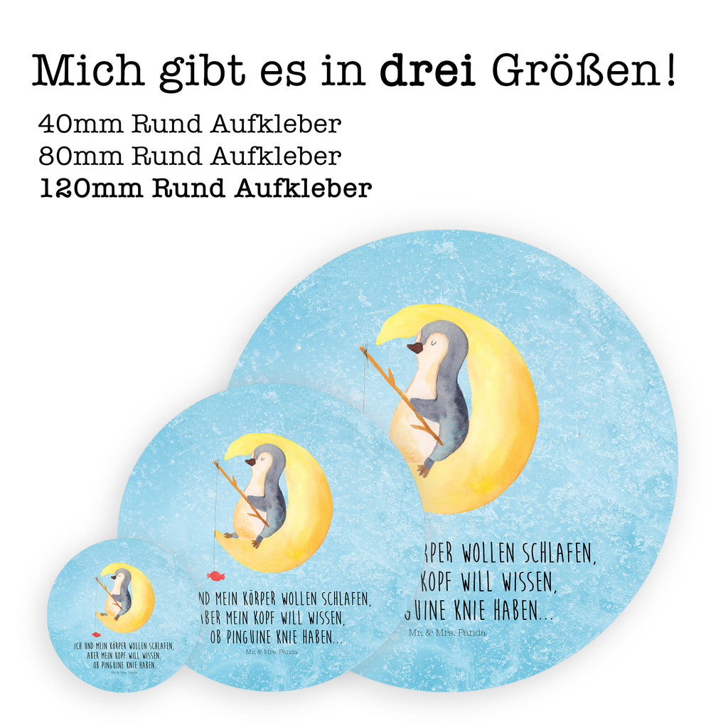 80mm Rund Aufkleber Pinguin Mond Sticker, Aufkleber, Etikett, Pinguin, Pinguine, Spruch, schlafen, Nachtruhe, Einschlafen, Schlafzimmer, Schlafstörungen, Gästezimmer