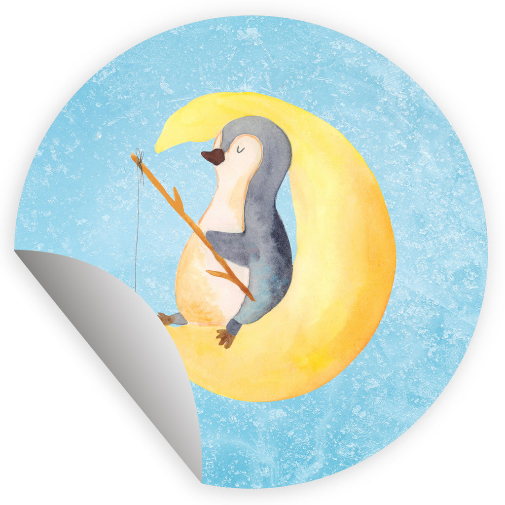 80mm Rund Aufkleber Pinguin Mond Sticker, Aufkleber, Etikett, Pinguin, Pinguine, Spruch, schlafen, Nachtruhe, Einschlafen, Schlafzimmer, Schlafstörungen, Gästezimmer
