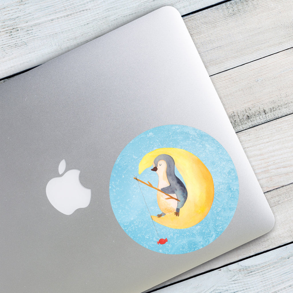 80mm Rund Aufkleber Pinguin Mond Sticker, Aufkleber, Etikett, Pinguin, Pinguine, Spruch, schlafen, Nachtruhe, Einschlafen, Schlafzimmer, Schlafstörungen, Gästezimmer