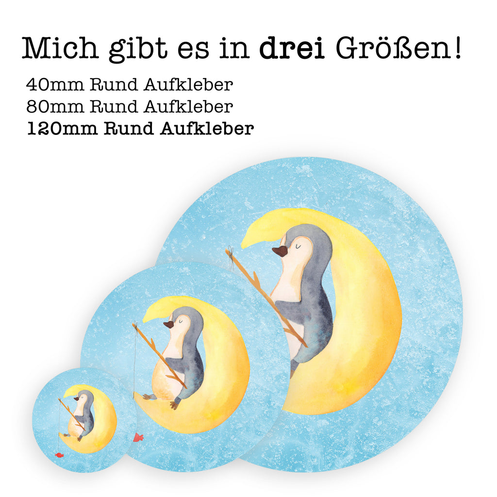80mm Rund Aufkleber Pinguin Mond Sticker, Aufkleber, Etikett, Pinguin, Pinguine, Spruch, schlafen, Nachtruhe, Einschlafen, Schlafzimmer, Schlafstörungen, Gästezimmer