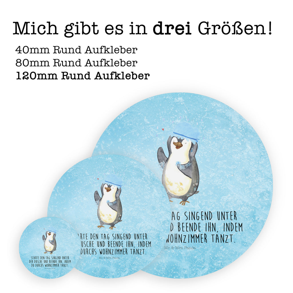 120mm Rund Aufkleber Pinguin duscht