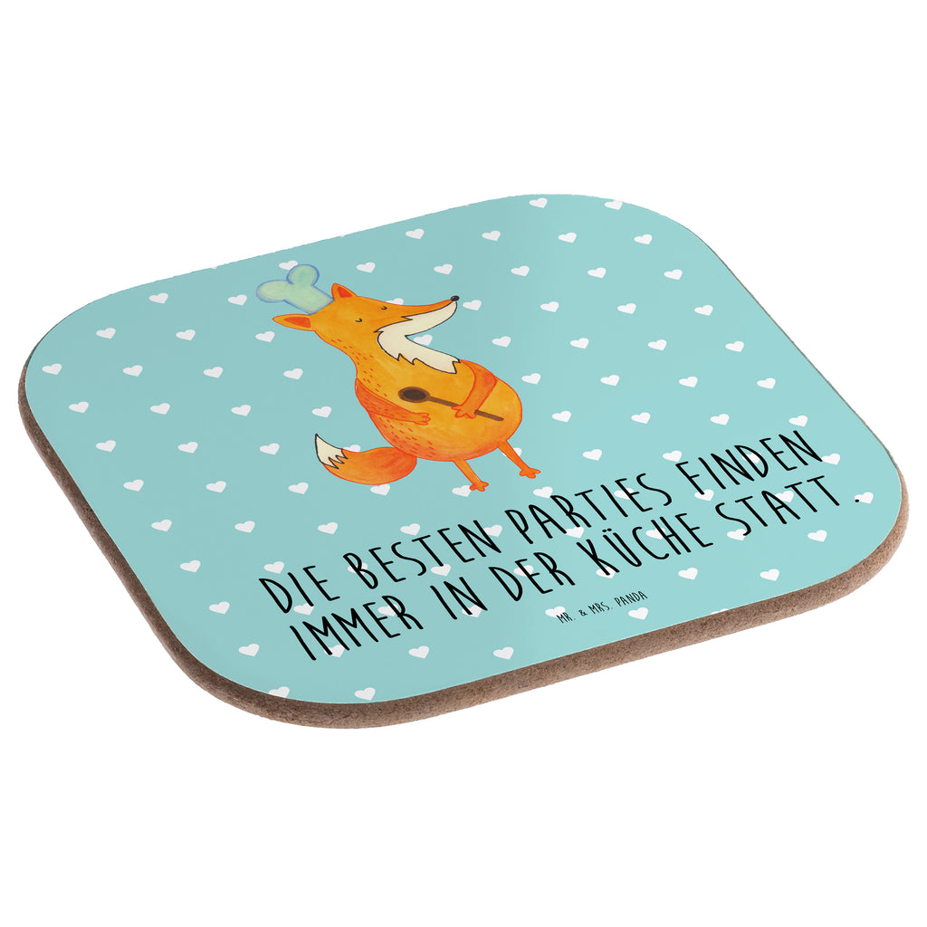 Quadratische Untersetzer Fuchs Koch Bierdeckel, Glasuntersetzer, Untersetzer Gläser, Getränkeuntersetzer, Fuchs, Füchse, Koch Geschenk, Küche Spruch, Küche Deko, Köche, Bäcker, Party Spruch, Spruch lustig, witzig