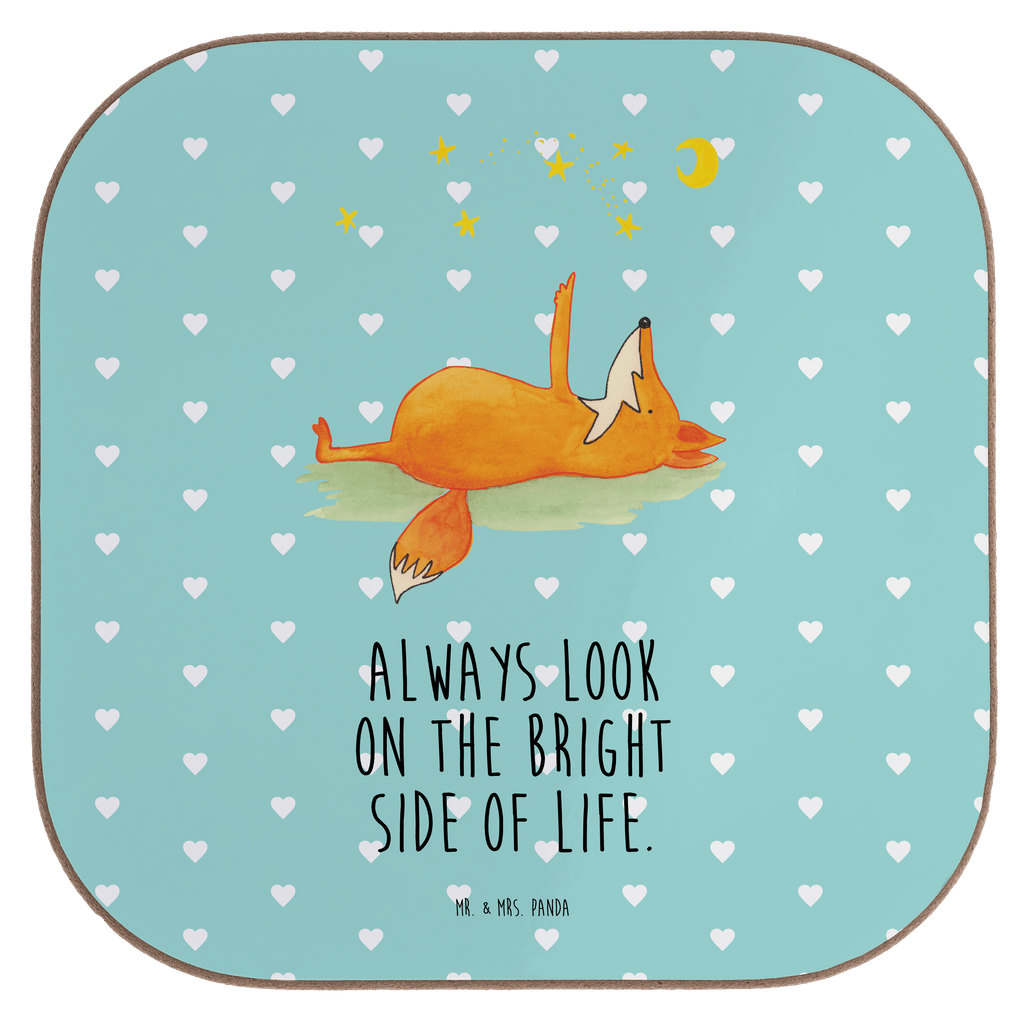 Quadratische Untersetzer Fuchs Sterne Bierdeckel, Glasuntersetzer, Untersetzer Gläser, Getränkeuntersetzer, Fuchs, Füchse, tröstende Worte, Spruch positiv, Spruch schön, Romantik, Always Look on the Bright Side of Life