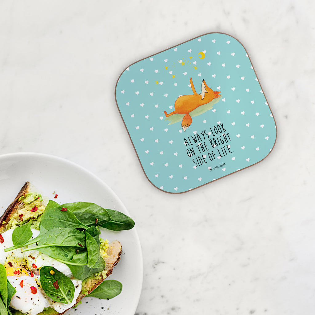 Quadratische Untersetzer Fuchs Sterne Bierdeckel, Glasuntersetzer, Untersetzer Gläser, Getränkeuntersetzer, Fuchs, Füchse, tröstende Worte, Spruch positiv, Spruch schön, Romantik, Always Look on the Bright Side of Life