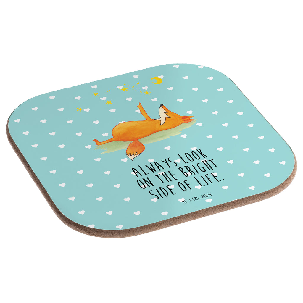 Quadratische Untersetzer Fuchs Sterne Bierdeckel, Glasuntersetzer, Untersetzer Gläser, Getränkeuntersetzer, Fuchs, Füchse, tröstende Worte, Spruch positiv, Spruch schön, Romantik, Always Look on the Bright Side of Life