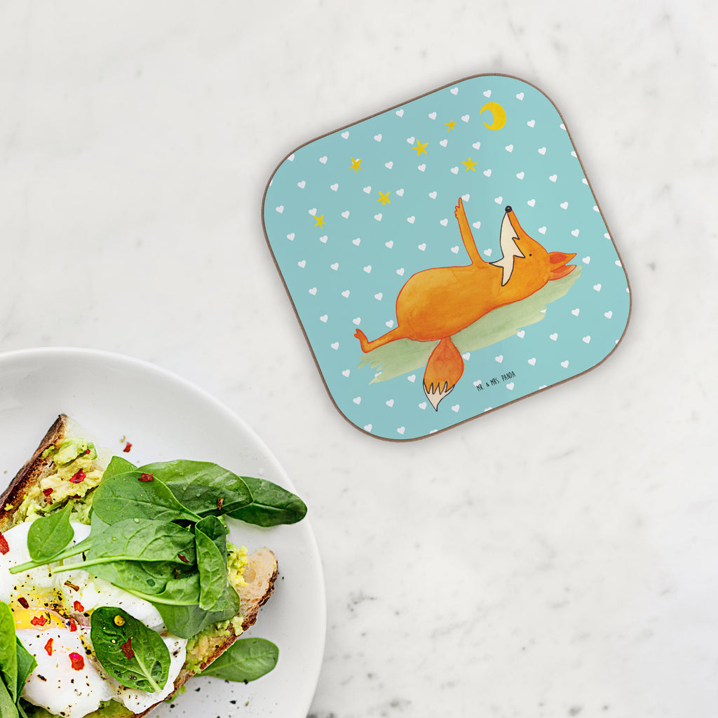 Quadratische Untersetzer Fuchs Sterne Bierdeckel, Glasuntersetzer, Untersetzer Gläser, Getränkeuntersetzer, Fuchs, Füchse, tröstende Worte, Spruch positiv, Spruch schön, Romantik, Always Look on the Bright Side of Life