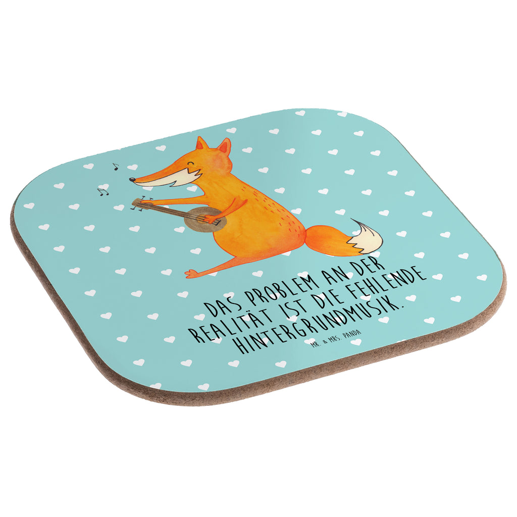 Quadratische Untersetzer Fuchs Gitarre Bierdeckel, Glasuntersetzer, Untersetzer Gläser, Getränkeuntersetzer, Fuchs, Füchse, Geschenk Musiker, Musik Spruch, Musikerin, Sänger, Sängerin, Gitarre