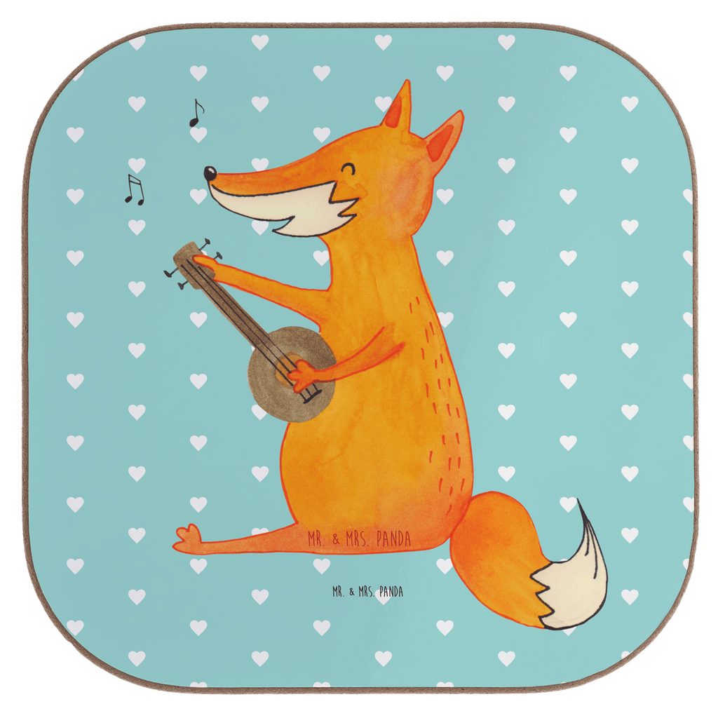 Quadratische Untersetzer Fuchs Gitarre Bierdeckel, Glasuntersetzer, Untersetzer Gläser, Getränkeuntersetzer, Fuchs, Füchse, Geschenk Musiker, Musik Spruch, Musikerin, Sänger, Sängerin, Gitarre