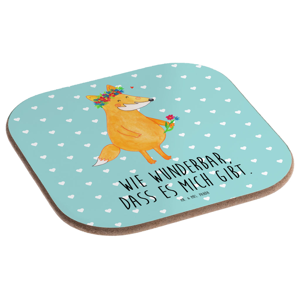 Quadratische Untersetzer Fuchs Blumenliebe Bierdeckel, Glasuntersetzer, Untersetzer Gläser, Getränkeuntersetzer, Fuchs, Füchse, Fox, Liebe, Freundin, Fuchsmädchen, Blumenmädchen, Freundinnen, Liebesbeweis, Blume, Blumen, Motivation, Freude, ich, mich, Selbstliebe
