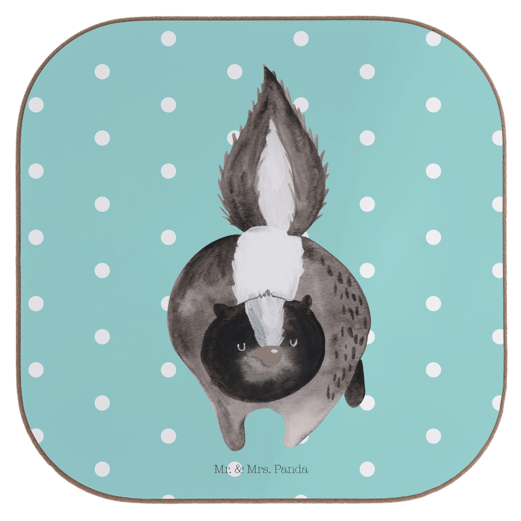 Quadratische Untersetzer Stinktier Angriff Bierdeckel, Glasuntersetzer, Untersetzer Gläser, Getränkeuntersetzer, Stinktier, Skunk, Wildtier, Raubtier, Stinker, Stinki, wütend, Drohung