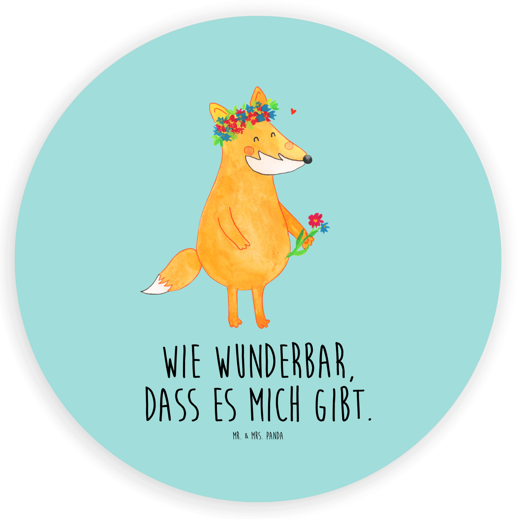 120mm Rund Aufkleber Fuchs Blumenliebe