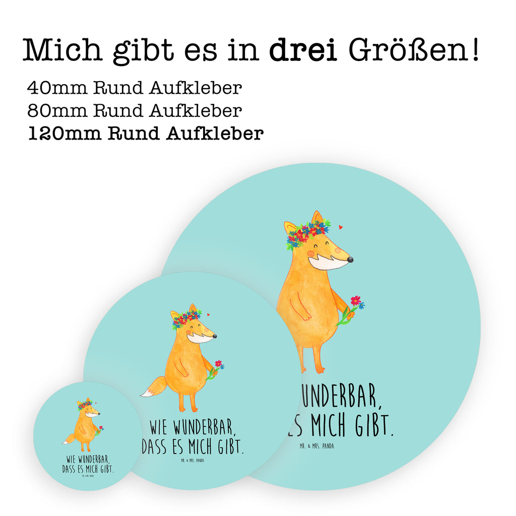 120mm Rund Aufkleber Fuchs Blumenliebe