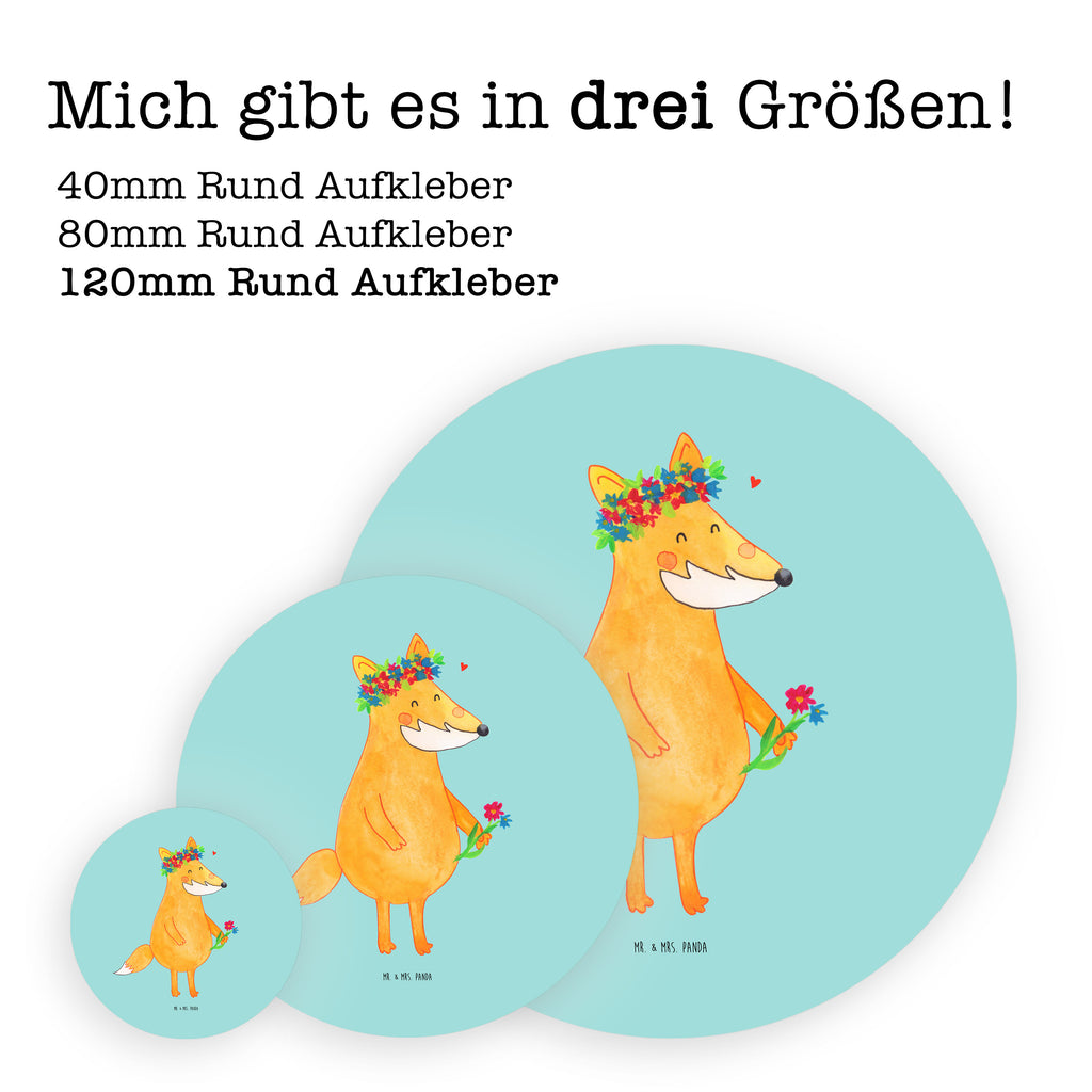 120mm Rund Aufkleber Fuchs Blumenliebe
