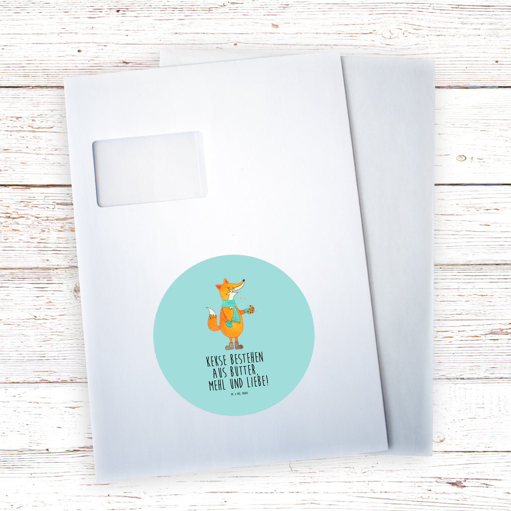 120mm Rund Aufkleber Fuchs Keks Sticker, Aufkleber, Etikett, Kinder, rund, Fuchs, Füchse, Backen Spruch, Kekse, Winter, Weihnachtszeit, Plätzchen, Liebe, Küche Deko
