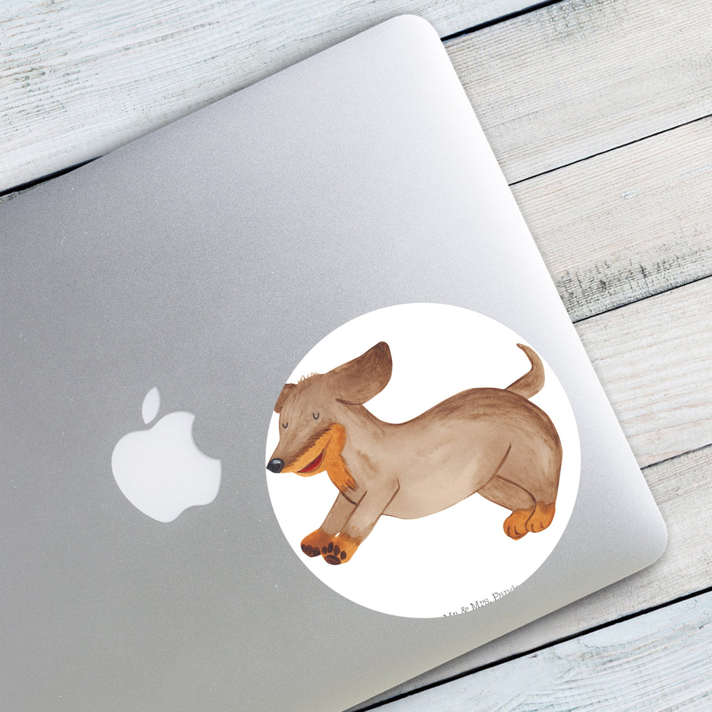 120mm Rund Aufkleber Hund Dackel fröhlich Sticker, Aufkleber, Etikett, Kinder, rund, Hund, Hundemotiv, Haustier, Hunderasse, Tierliebhaber, Hundebesitzer, Sprüche, Hunde, Dackel, Dachshund, happy dog