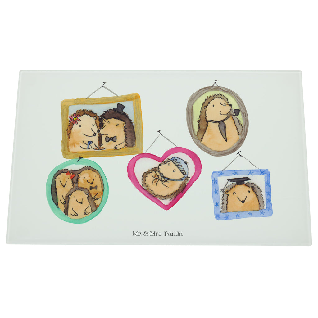 Medium Glas Schneidbrett Igel Familie Glasschneidebrett, Schneidebrett, Familie, Vatertag, Muttertag, Bruder, Schwester, Mama, Papa, Oma, Opa, Liebe, Igel, Bilder, Zusammenhalt, Glück