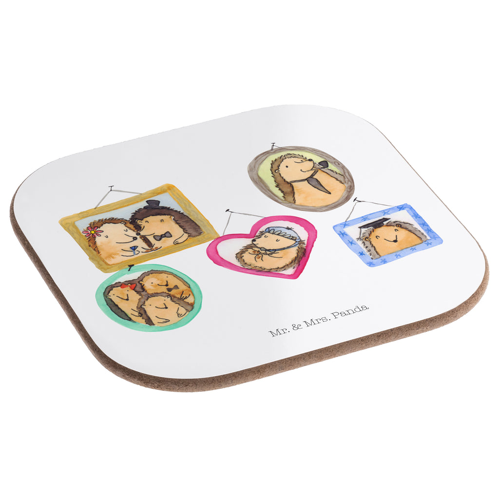 Quadratische Untersetzer Igel Familie Bierdeckel, Glasuntersetzer, Untersetzer Gläser, Getränkeuntersetzer, Familie, Vatertag, Muttertag, Bruder, Schwester, Mama, Papa, Oma, Opa, Liebe, Igel, Bilder, Zusammenhalt, Glück