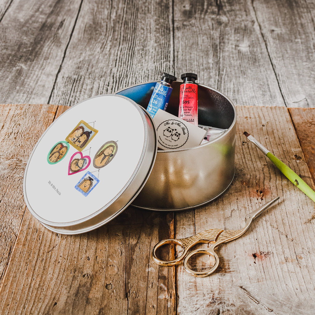 Blechdose rund Igel Familie Metalldose, Keksdose, Dose, Vorratsdose, Geschenkbox, Familie, Vatertag, Muttertag, Bruder, Schwester, Mama, Papa, Oma, Opa, Liebe, Igel, Bilder, Zusammenhalt, Glück