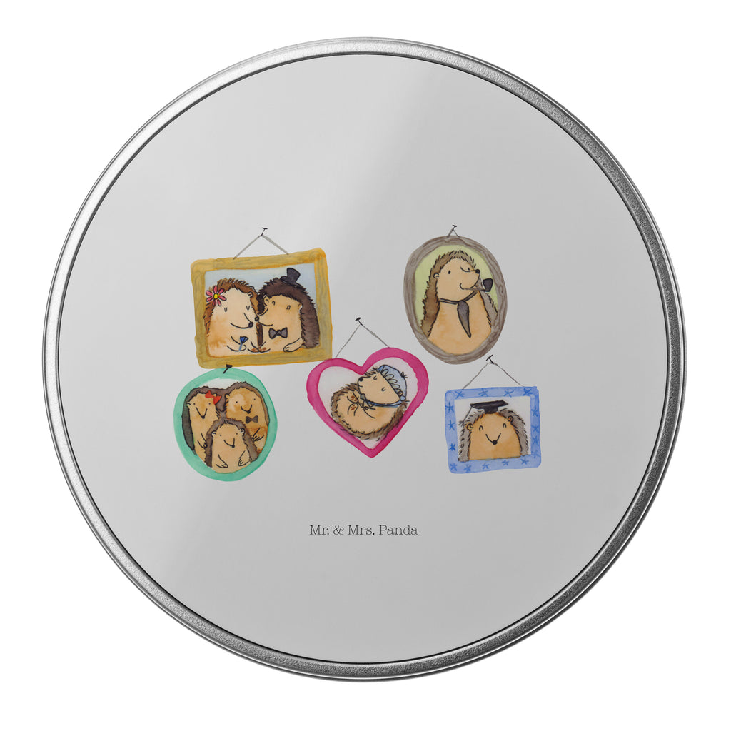 Blechdose rund Igel Familie Metalldose, Keksdose, Dose, Vorratsdose, Geschenkbox, Familie, Vatertag, Muttertag, Bruder, Schwester, Mama, Papa, Oma, Opa, Liebe, Igel, Bilder, Zusammenhalt, Glück