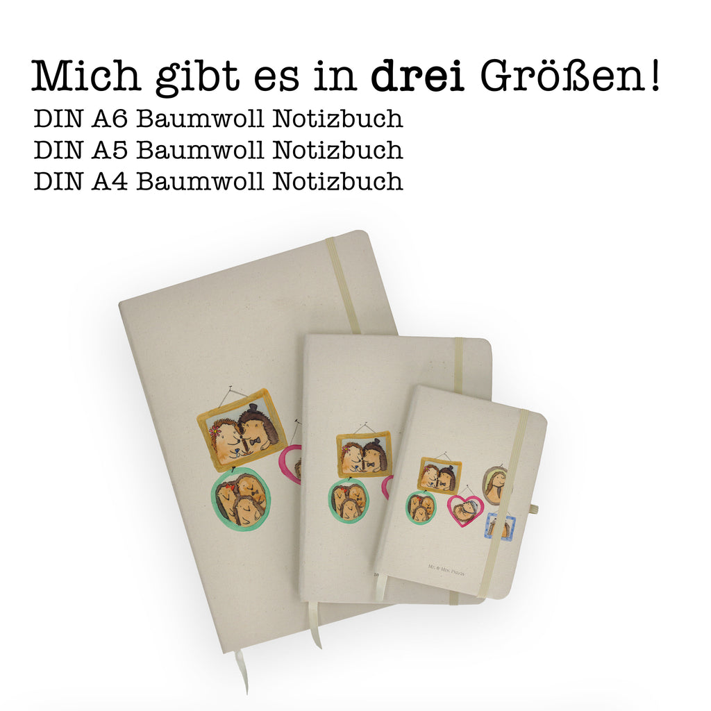 DIN A6 Baumwoll Notizbuch Igel Familie Notizen, Eintragebuch, Tagebuch, Notizblock, Adressbuch, Journal, Kladde, Skizzenbuch, Notizheft, Schreibbuch, Schreibheft, Familie, Vatertag, Muttertag, Bruder, Schwester, Mama, Papa, Oma, Opa, Liebe, Igel, Bilder, Zusammenhalt, Glück