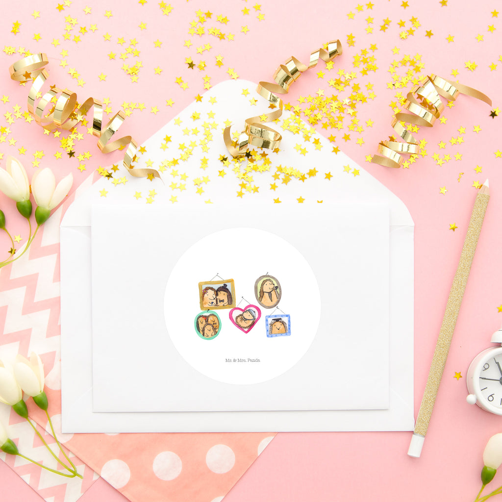 80mm Rund Aufkleber Igel Familie Sticker, Aufkleber, Etikett, Familie, Vatertag, Muttertag, Bruder, Schwester, Mama, Papa, Oma, Opa, Liebe, Igel, Bilder, Zusammenhalt, Glück