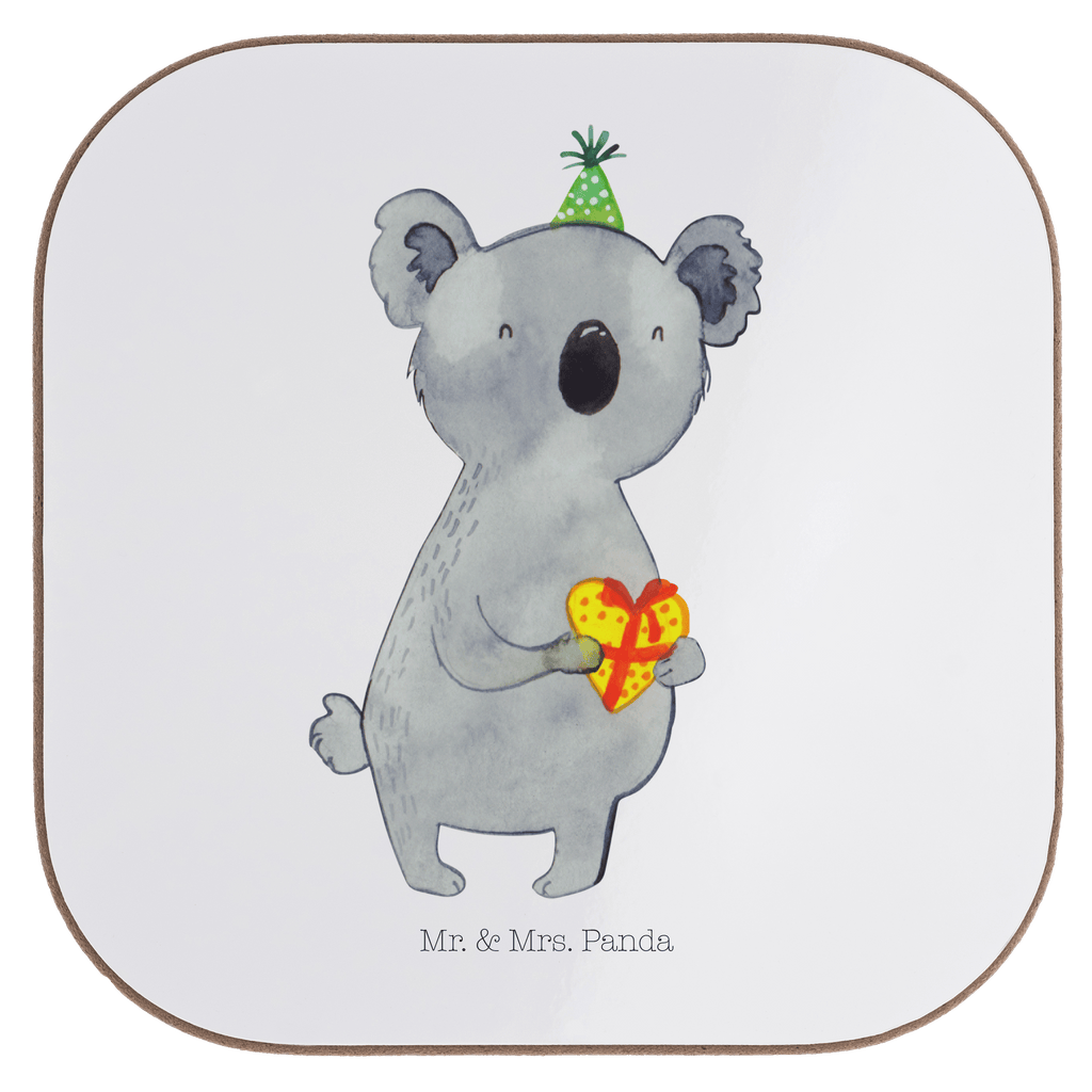 Quadratische Untersetzer Koala Geschenk Bierdeckel, Glasuntersetzer, Untersetzer Gläser, Getränkeuntersetzer, Koala, Koalabär, Geschenk, Geburtstag, Party