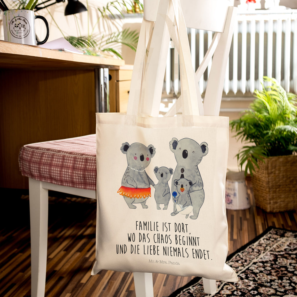 Tragetasche Koala Familie Beuteltasche, Beutel, Einkaufstasche, Jutebeutel, Stoffbeutel, Familie, Vatertag, Muttertag, Bruder, Schwester, Mama, Papa, Oma, Opa, Koala, Koalas, Family, Kinder, Geschwister, Familienleben